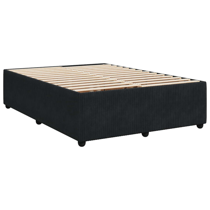 Pat boxspring cu saltea cu benzi LED Negru 140 x 190 cm Catifea WALTI