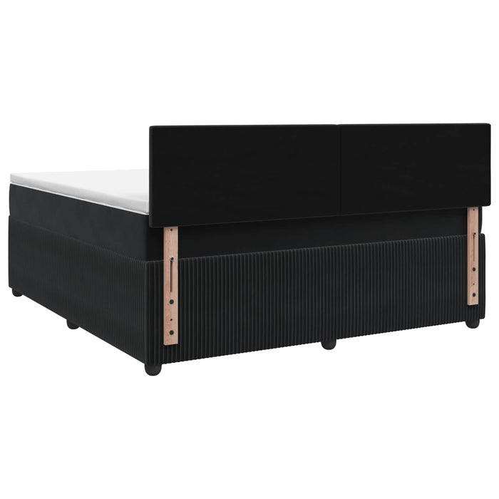 Pat boxspring cu saltea cu benzi LED Negru 140 x 190 cm Catifea WALTI