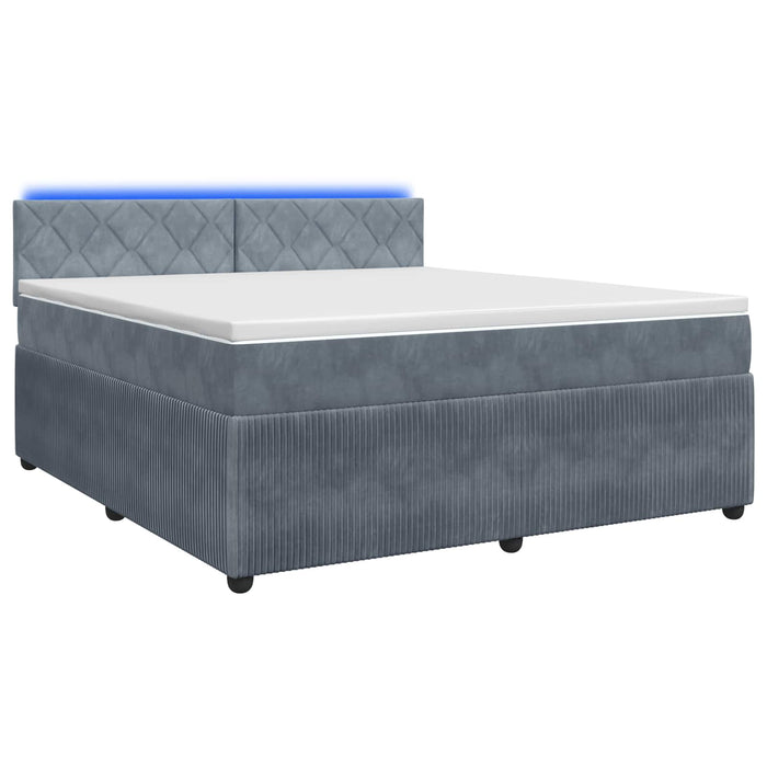 Pat boxspring cu saltea Gri închis 140 x 190 cm Catifea WALTI
