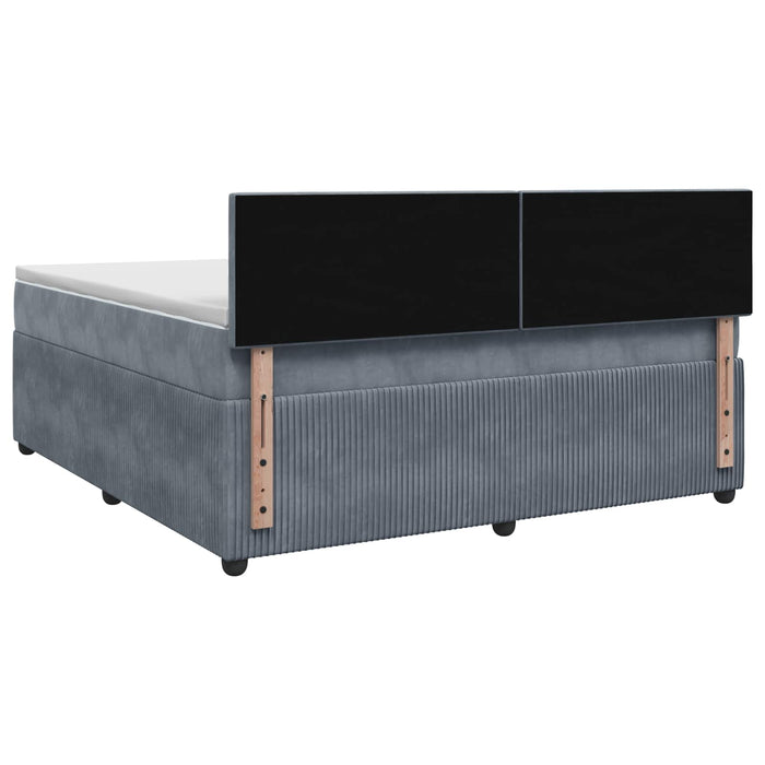 Pat boxspring cu saltea Gri închis 140 x 190 cm Catifea WALTI