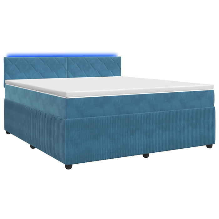 Pat boxspring cu saltea albastru 140 x 190 cm Catifea WALTI