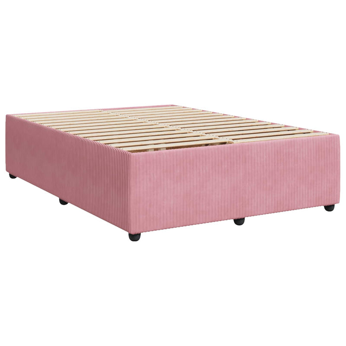 Pat boxspring cu saltea cu benzi LED Roz 140 x 200 cm Catifea WALTI