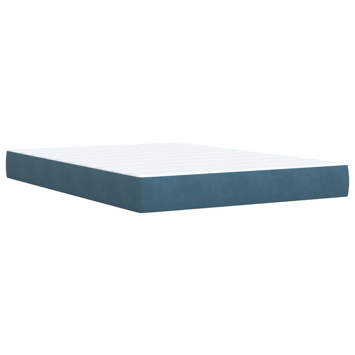 Pat boxspring cu saltea albastru 140 x 200 cm Catifea WALTI