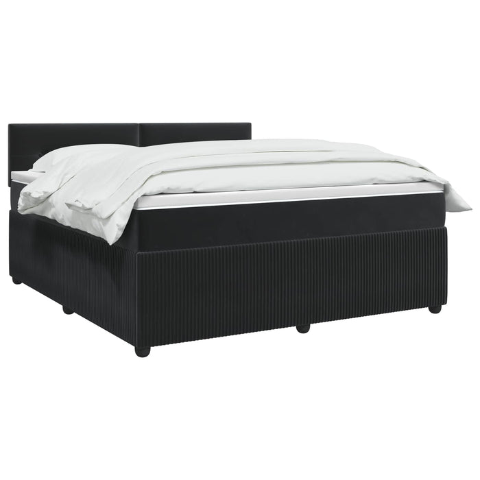 Pat boxspring cu saltea cu benzi LED Negru 160 x 200 cm Catifea - WALTI WALTI