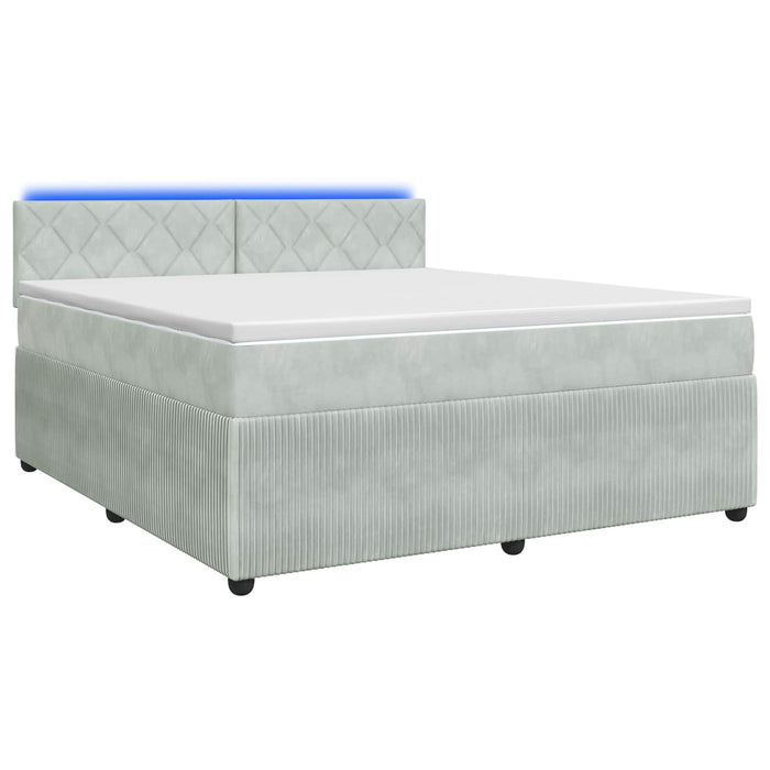 Pat boxspring cu saltea Gri deschis 160 x 200 cm Catifea - WALTI WALTI