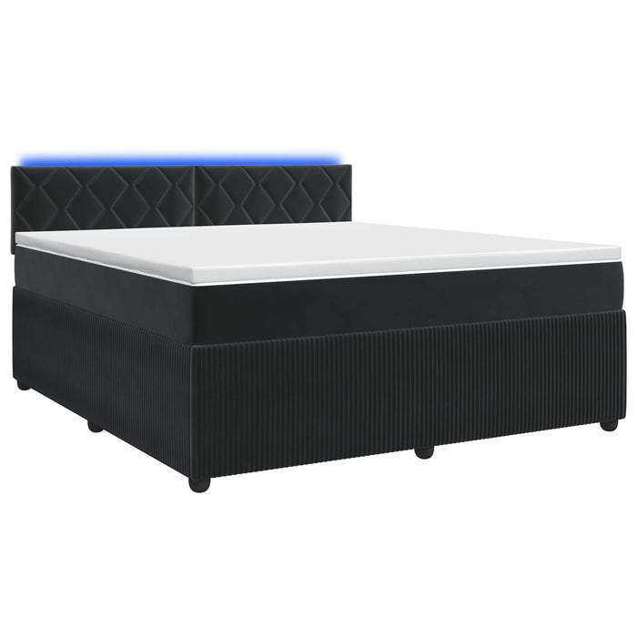 Pat boxspring cu saltea cu benzi LED Negru 160 x 200 cm Catifea - WALTI WALTI