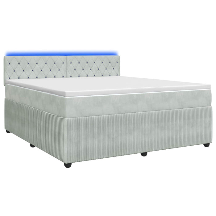 Pat boxspring cu saltea Gri deschis 180 x 200 cm Catifea - WALTI WALTI