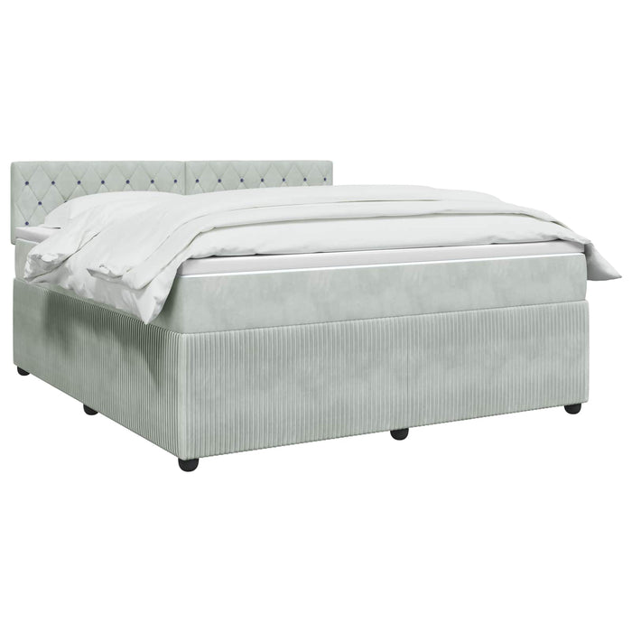 Pat boxspring cu saltea Gri deschis 180 x 200 cm Catifea - WALTI WALTI