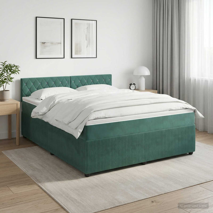 Pat boxspring cu saltea Verde închis 180 x 200 cm Catifea - WALTI WALTI