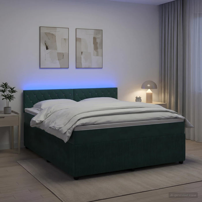 Pat boxspring cu saltea Verde închis 180 x 200 cm Catifea - WALTI WALTI