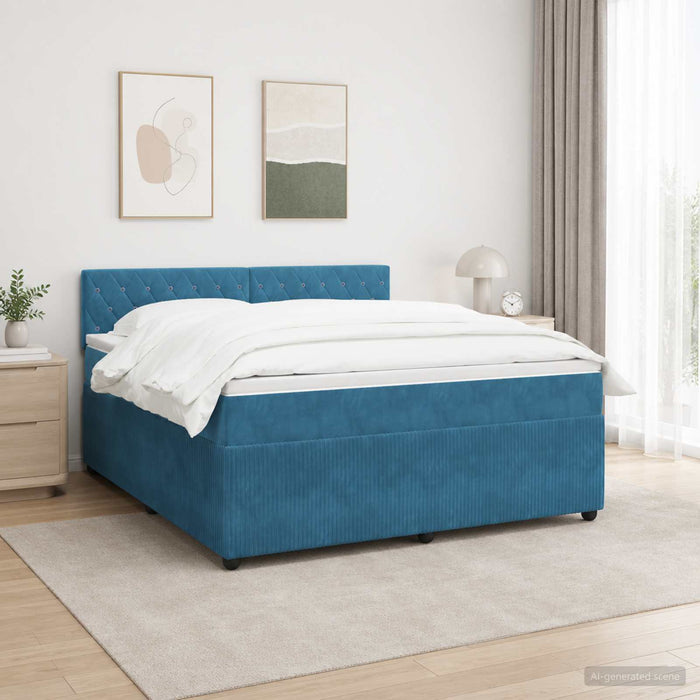 Pat boxspring cu saltea albastru 160 x 200 cm Catifea - WALTI WALTI
