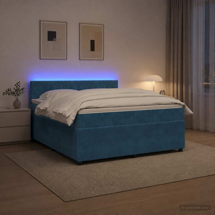 Pat boxspring cu saltea albastru 160 x 200 cm Catifea - WALTI WALTI