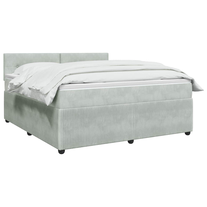 Pat boxspring cu saltea Gri deschis 180 x 200 cm Catifea WALTI