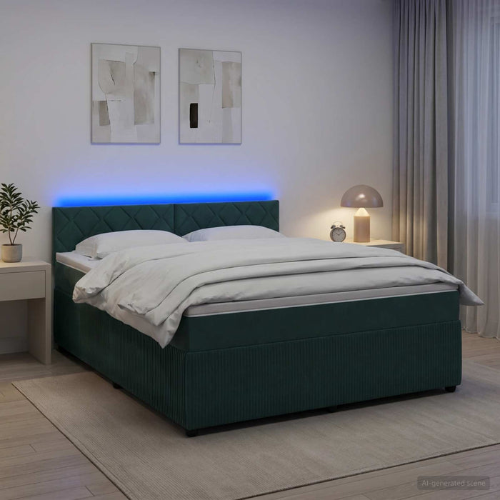 Pat boxspring cu saltea Verde închis 180 x 200 cm Catifea WALTI