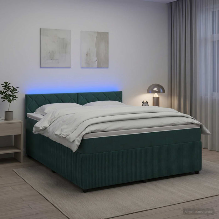 Pat boxspring cu saltea Verde închis 180 x 200 cm Catifea WALTI