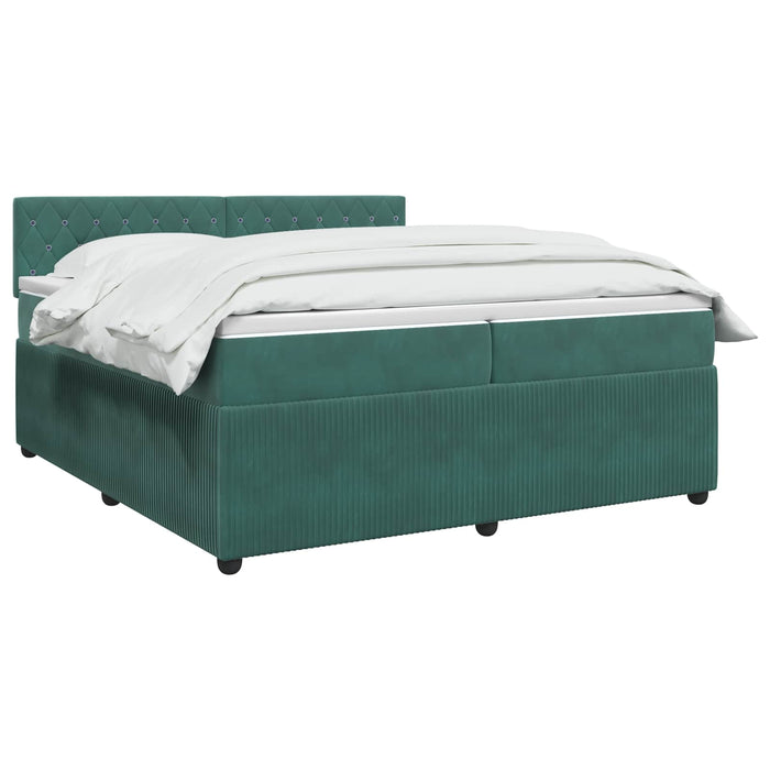 Pat boxspring cu saltea Verde închis 200 x 200 cm Catifea WALTI