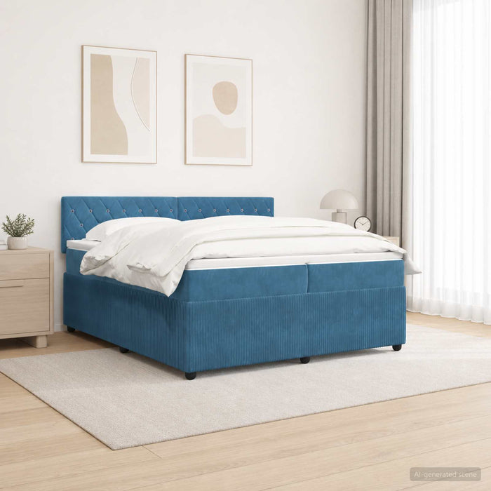 Pat boxspring cu saltea albastru 200 x 200 cm Catifea - WALTI WALTI