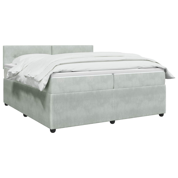 Pat boxspring cu saltea Gri deschis 200 x 200 cm Catifea WALTI