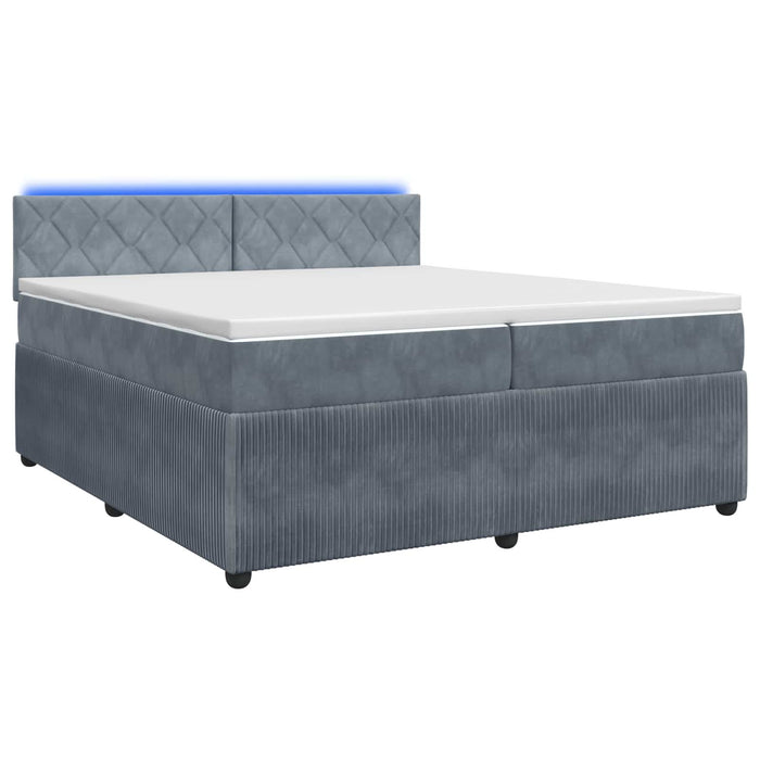Pat boxspring cu saltea Gri închis 200 x 200 cm Catifea WALTI