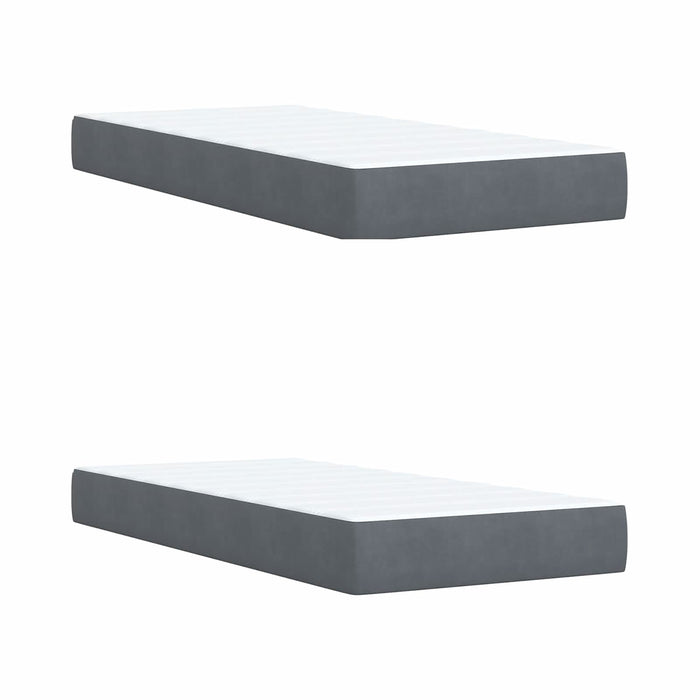 Pat boxspring cu saltea Gri închis 200 x 200 cm Catifea WALTI