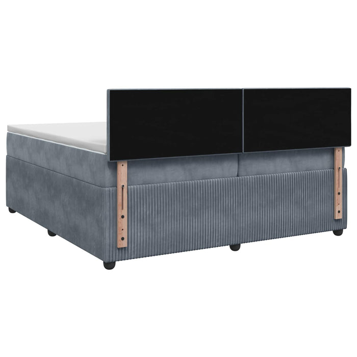 Pat boxspring cu saltea Gri închis 200 x 200 cm Catifea WALTI