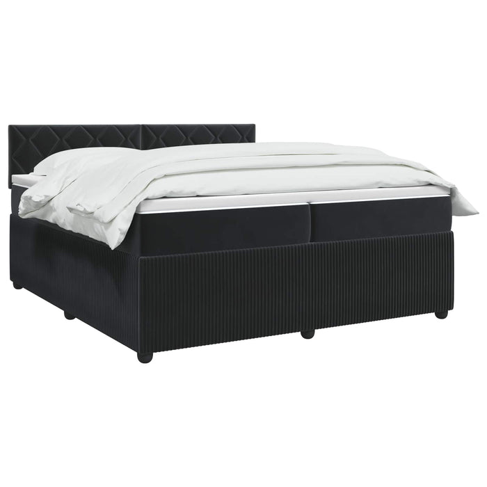 Pat boxspring cu saltea cu benzi LED Negru 200 x 200 cm Catifea - WALTI WALTI