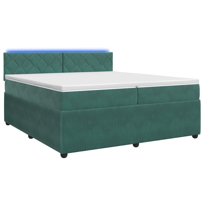 Pat boxspring cu saltea Verde închis 200 x 200 cm Catifea - WALTI WALTI