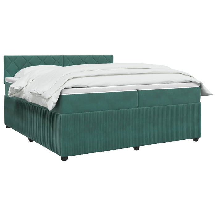 Pat boxspring cu saltea Verde închis 200 x 200 cm Catifea - WALTI WALTI