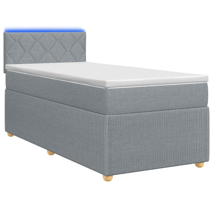 Pat box spring cu saltea și LED Gri deschis 90 x 190 cm - WALTI WALTI
