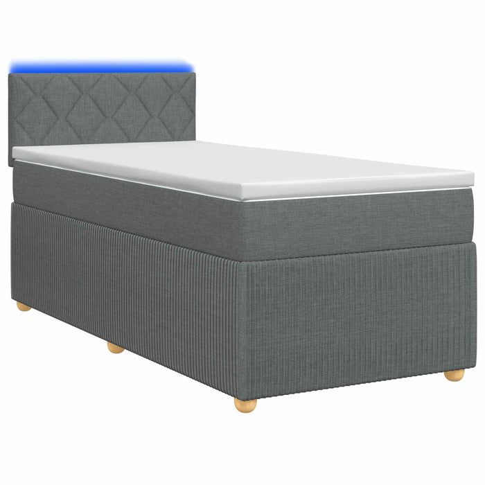 Pat box spring cu saltea și LED Gri închis 90 x 190 cm Țesătură - WALTI WALTI