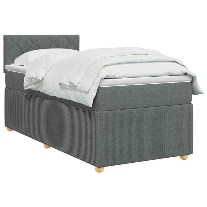 Pat box spring cu saltea și LED Gri închis 90 x 190 cm Țesătură - WALTI WALTI