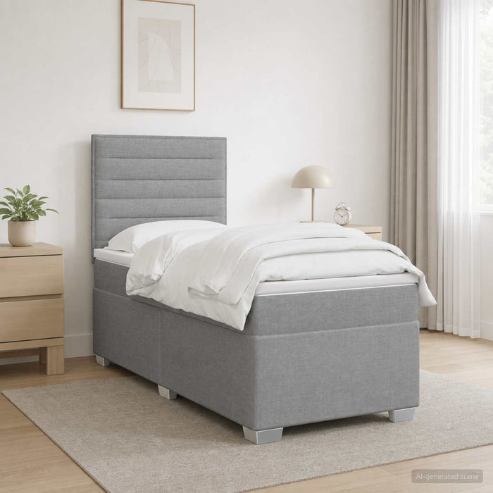 Pat boxspring cu saltea Gri deschis 90 x 190 cm Țesătură WALTI