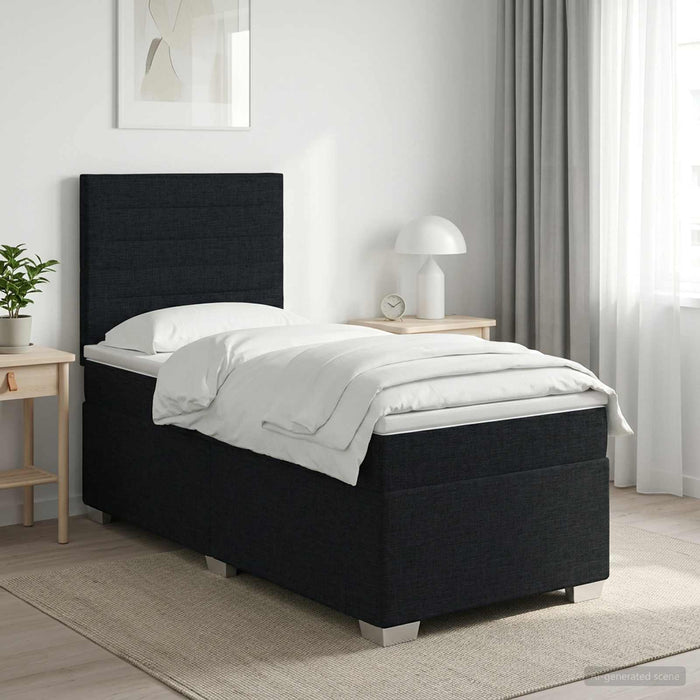 Pat boxspring cu saltea Negru 100 x 200 cm Țesătură WALTI