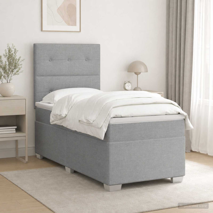 Pat boxspring cu saltea Gri deschis 100 x 200 cm Țesătură - WALTI WALTI
