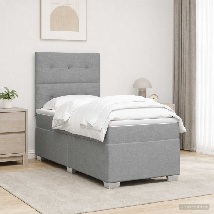 Pat boxspring cu saltea Gri deschis 100 x 200 cm Țesătură - WALTI WALTI