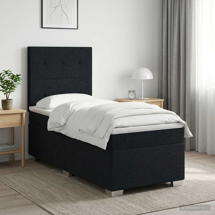 Pat boxspring cu saltea Negru 100 x 200 cm Țesătură - WALTI WALTI