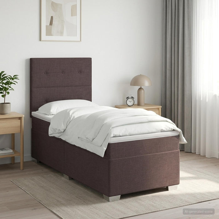 Pat boxspring cu saltea Maro închis 100 x 200 cm Țesătură - WALTI WALTI