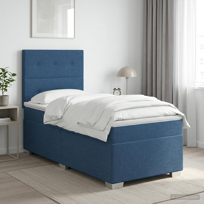 Pat boxspring cu saltea albastru 90 x 200 cm Țesătură - WALTI WALTI