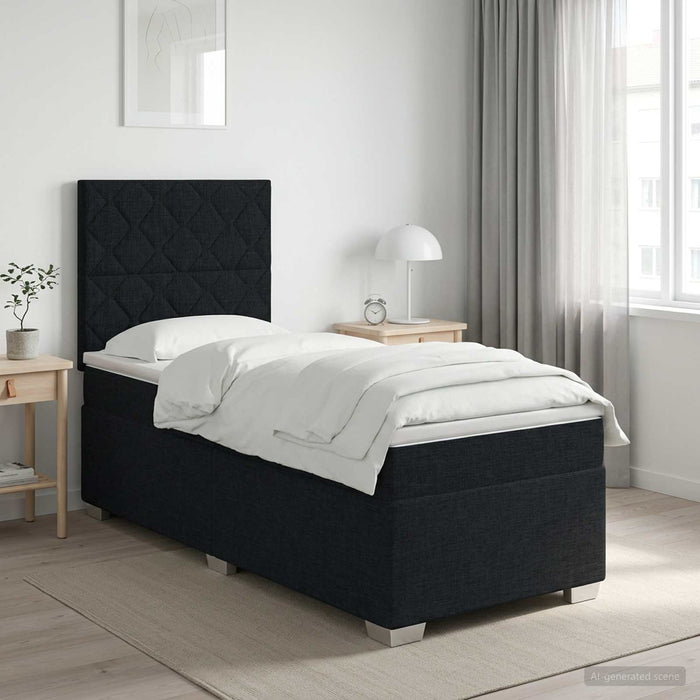 Pat boxspring cu saltea cu headboard Negru 80 x 200 cm Țesătură - WALTI WALTI