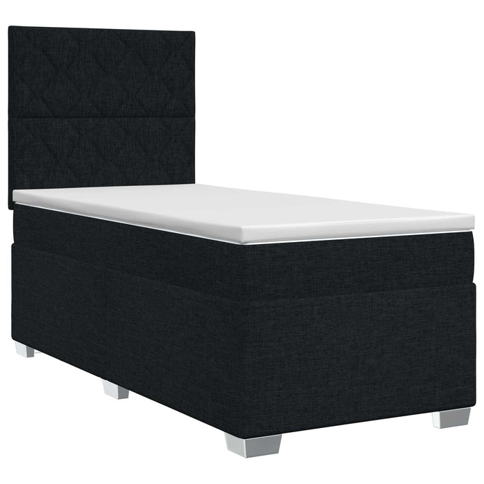 Pat boxspring cu saltea cu headboard Negru 80 x 200 cm Țesătură - WALTI WALTI