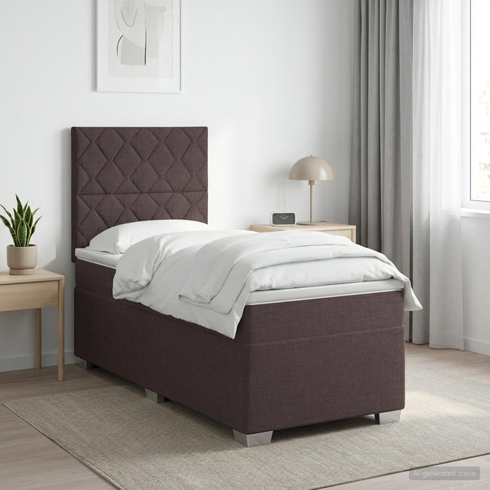 Pat boxspring cu saltea Maro închis 90 x 190 cm Țesătură - WALTI WALTI