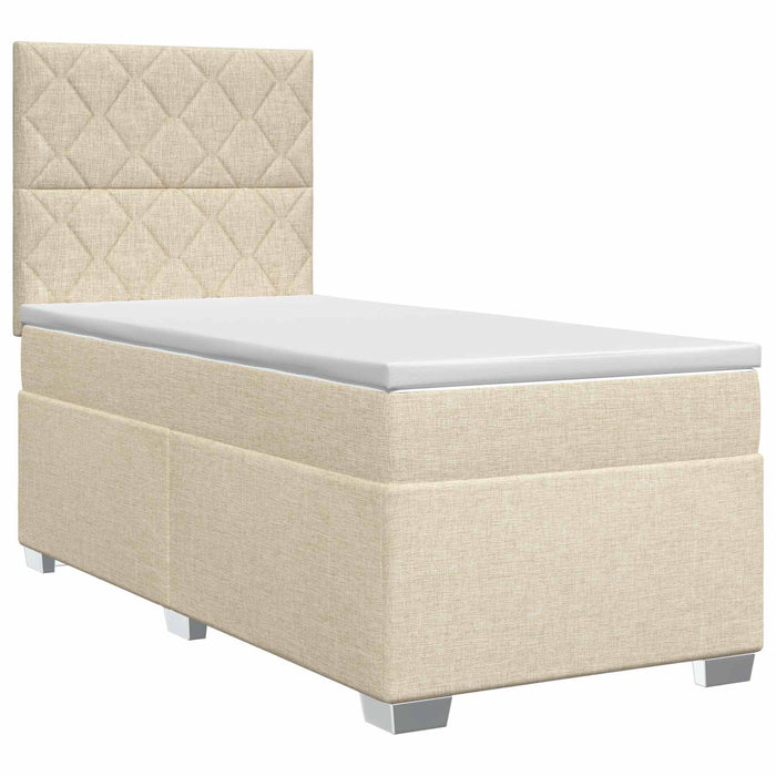 Pat boxspring cu saltea cu headboard Crem 80 x 200 cm Țesătură WALTI
