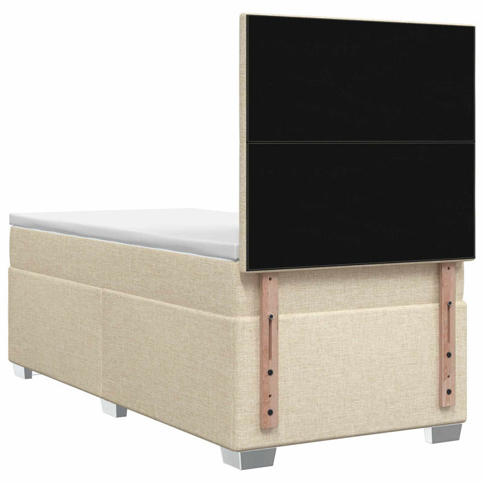 Pat boxspring cu saltea cu headboard Crem 80 x 200 cm Țesătură WALTI