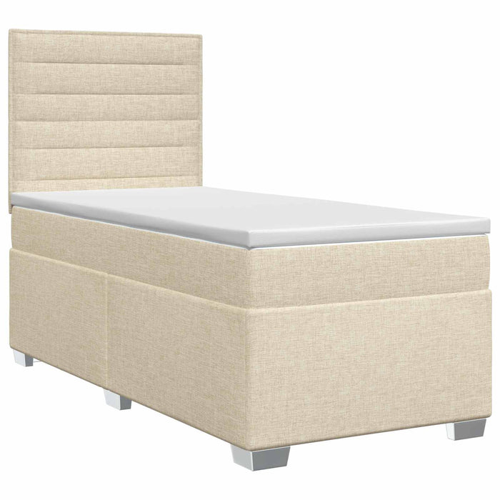 Pat boxspring cu saltea cu headboard Crem 90 x 190 cm Țesătură WALTI