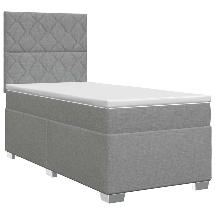 Pat boxspring cu saltea Gri deschis 90 x 190 cm Țesătură - WALTI WALTI
