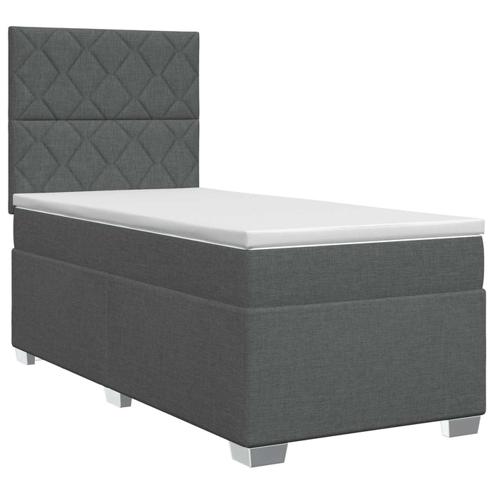 Pat boxspring cu saltea Gri închis 90 x 190 cm Țesătură - WALTI WALTI