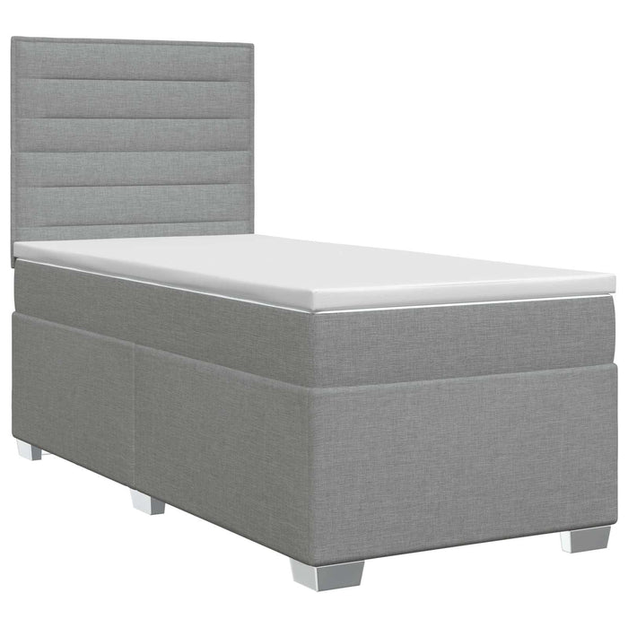 Pat boxspring cu saltea Gri deschis 90 x 200 cm Țesătură WALTI