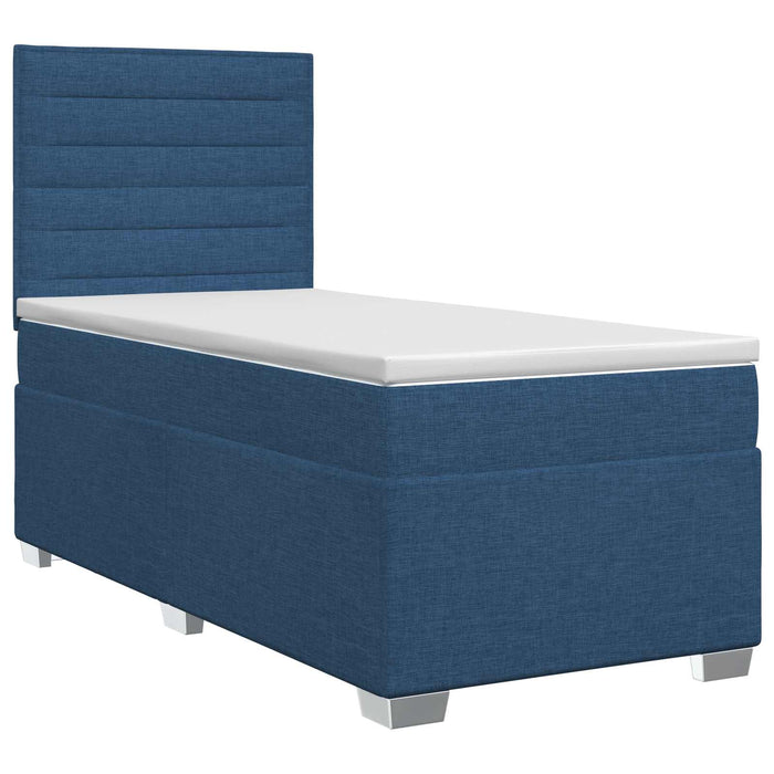 Pat boxspring cu saltea albastru 90 x 200 cm Țesătură WALTI