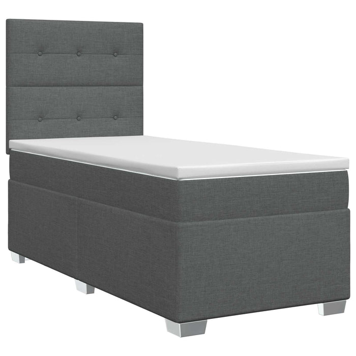 Pat boxspring cu saltea Gri închis 90 x 200 cm Țesătură WALTI