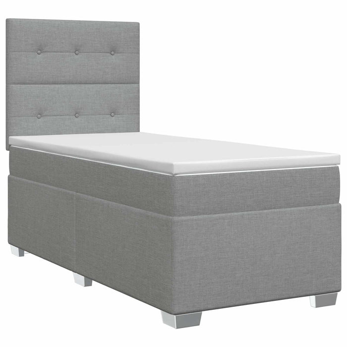 Pat boxspring cu saltea Gri deschis 100 x 200 cm Țesătură - WALTI WALTI